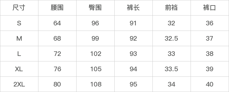 DK-WZNN8131A1-尺码表