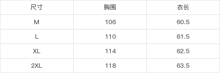 GD-SZJYS51101-尺码表