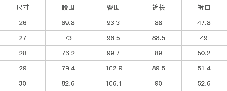 GD-SZD1T95827-尺码表