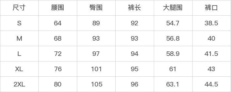 GD-SZHHH120-尺码表